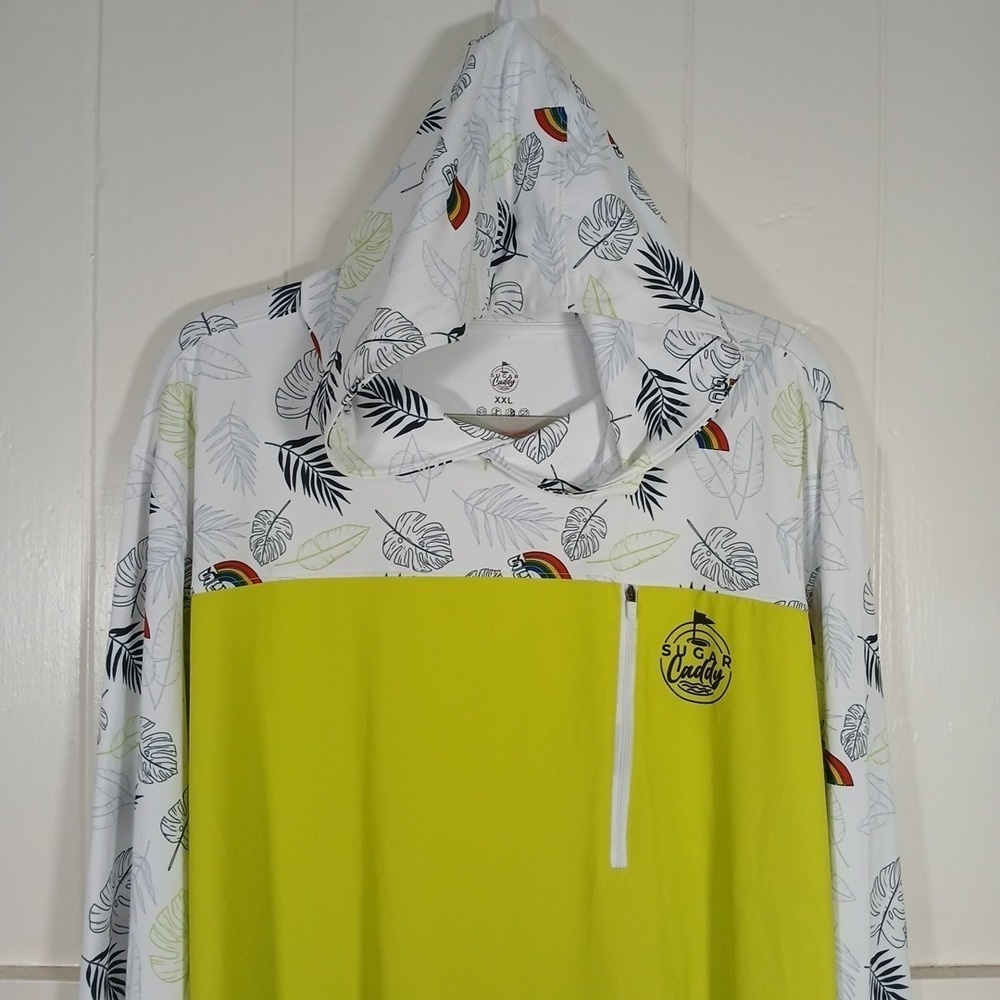 Sugar Caddy Hawaii Rainbow Pullover Golf Hoodie Men's XXL Stretch Floral LS - Picture 1 of 11